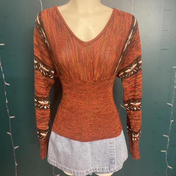 Vintage 1990s Wool Blend Moth Pattern Sweater size S - Picture 1 of 5